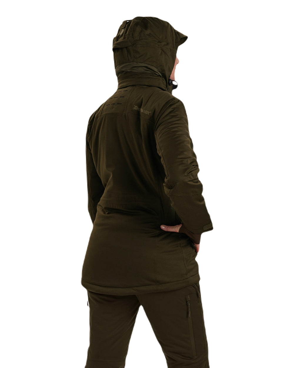 Art Green coloured Deerhunter Lady Excape Winter Jacket on white background 