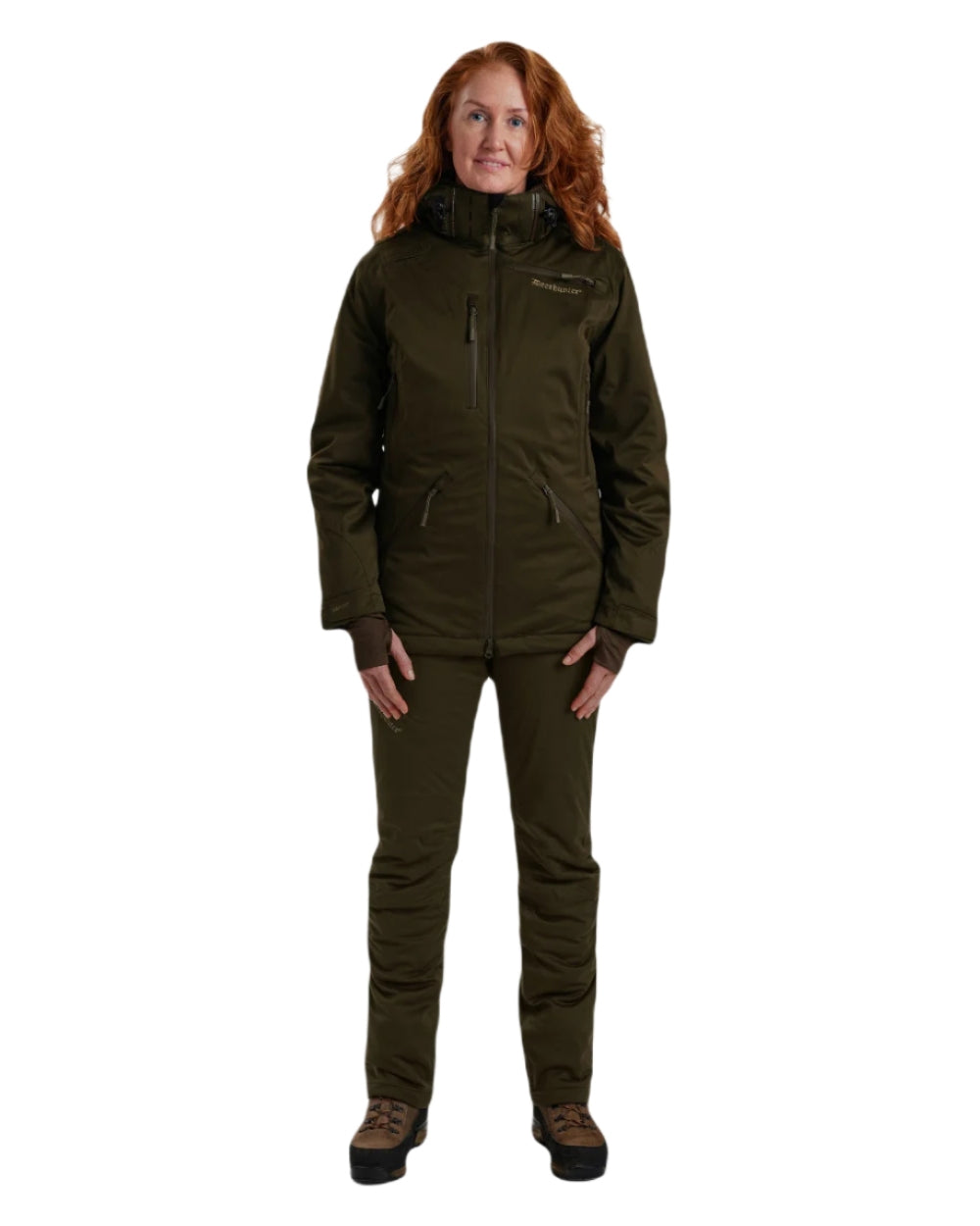 Art Green coloured Deerhunter Lady Excape Winter Jacket on white background 