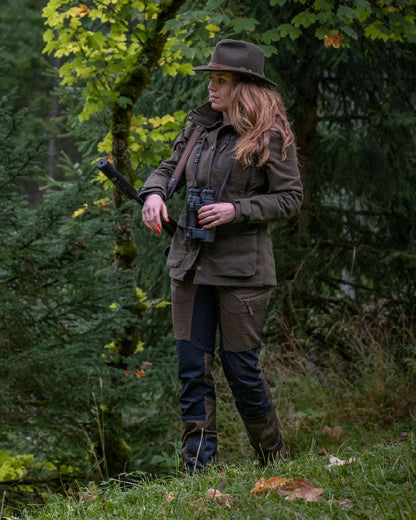 Peat Coloured Deerhunter Lady Gabby Jacket on forest background 