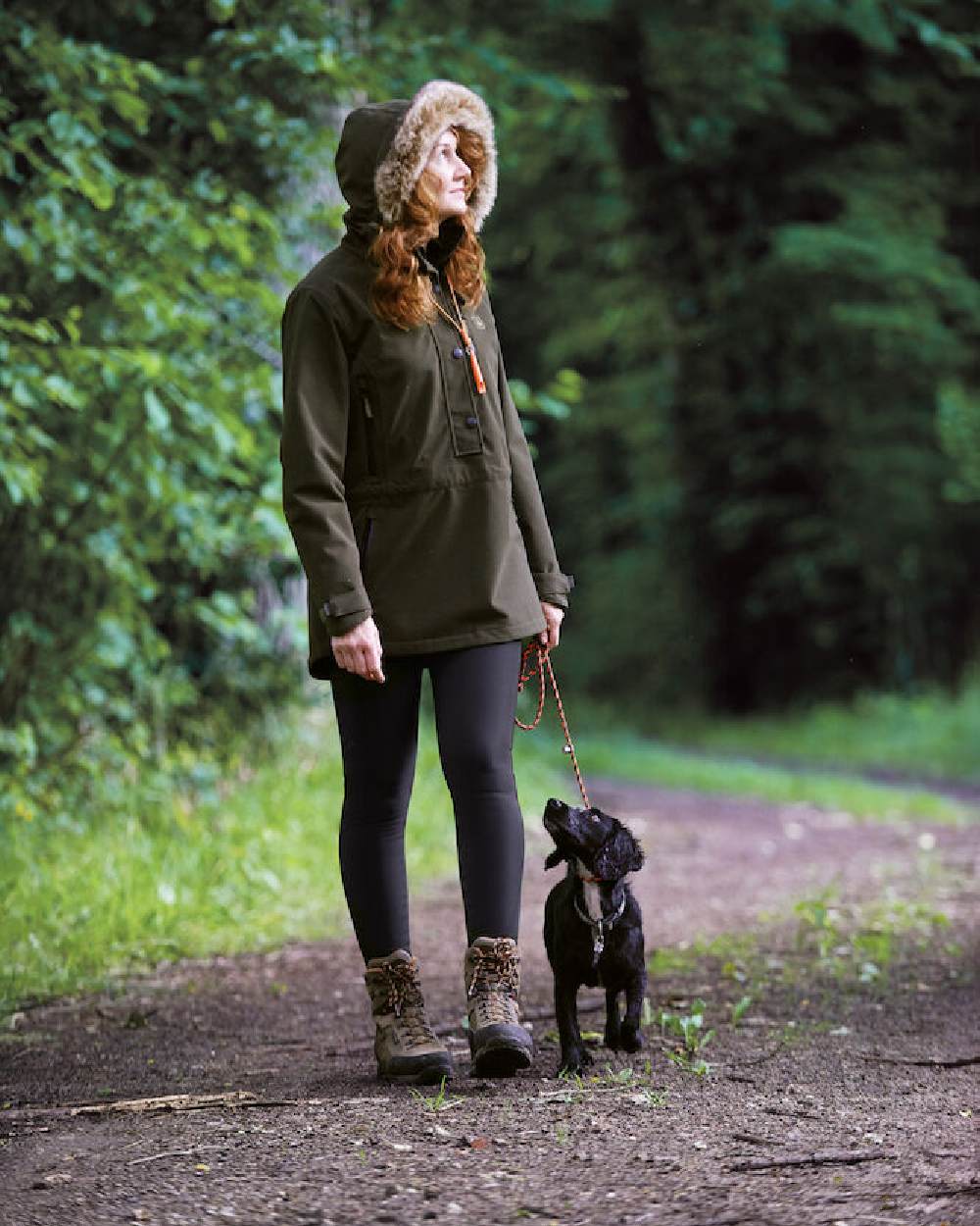 Peat coloured Deerhunter Lady Gabby Smock on forest background 