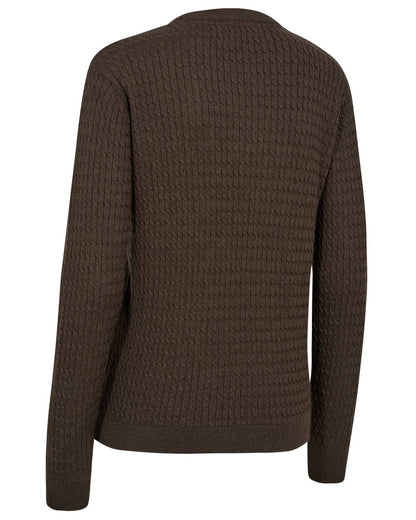 Brown Melange coloured Deerhunter Lady Harrington Cable Knit Sweater on white background 