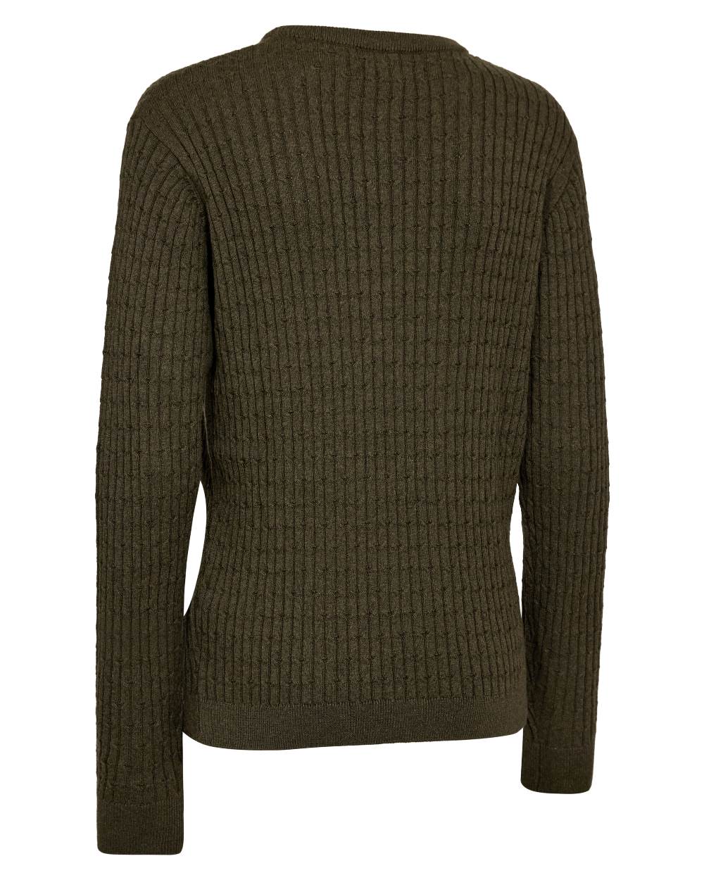 Forest Ember Melange coloured Deerhunter Lady Harrington Cable Knit Sweater on white background 