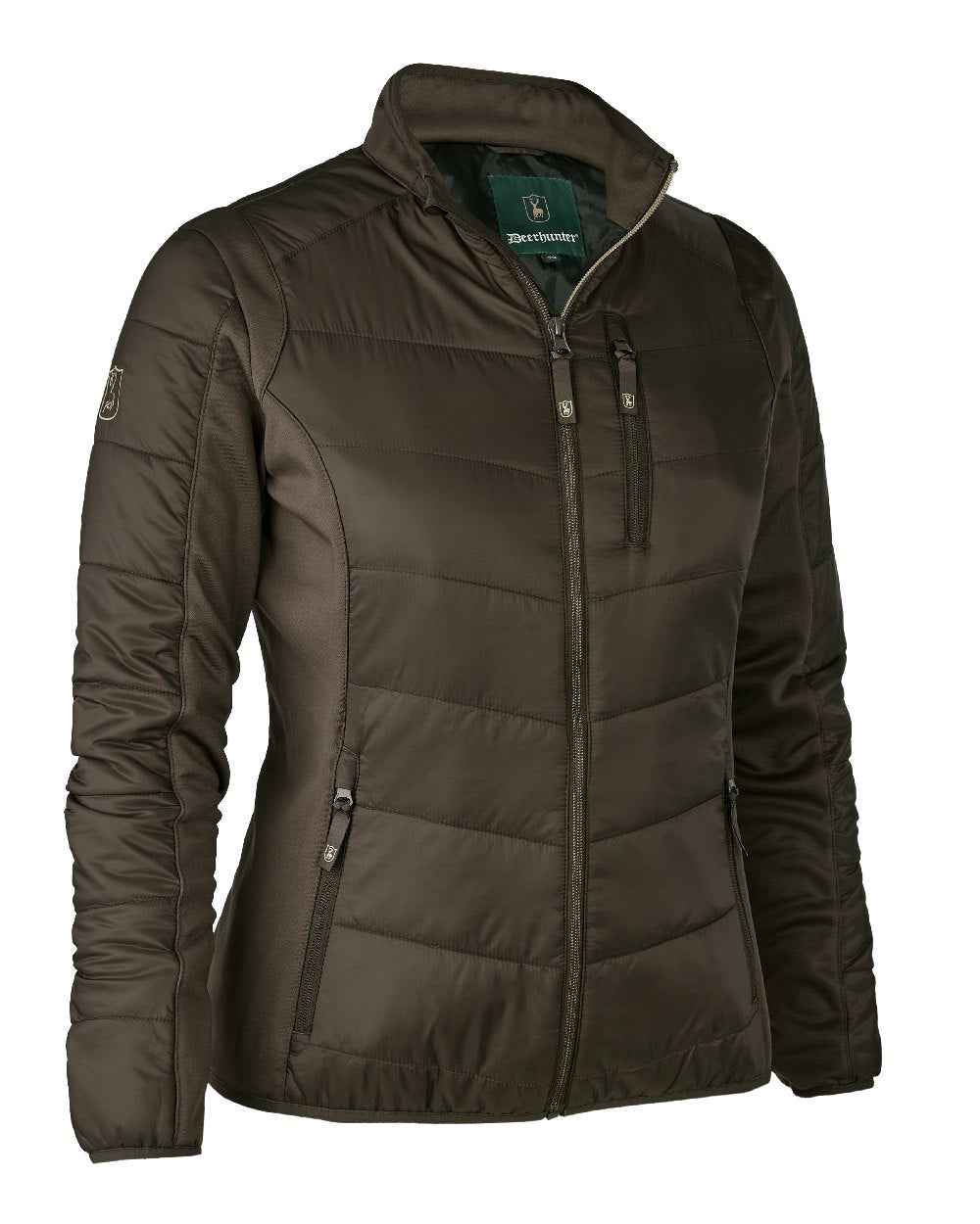 Wood coloured Deerhunter Lady Heat Padded Jacket on white background 