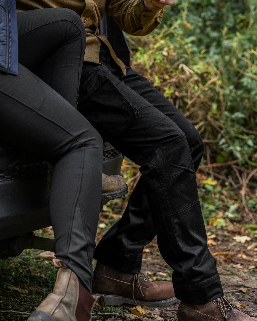 Black coloured Deerhunter Lady Hunting Tights on forest background 