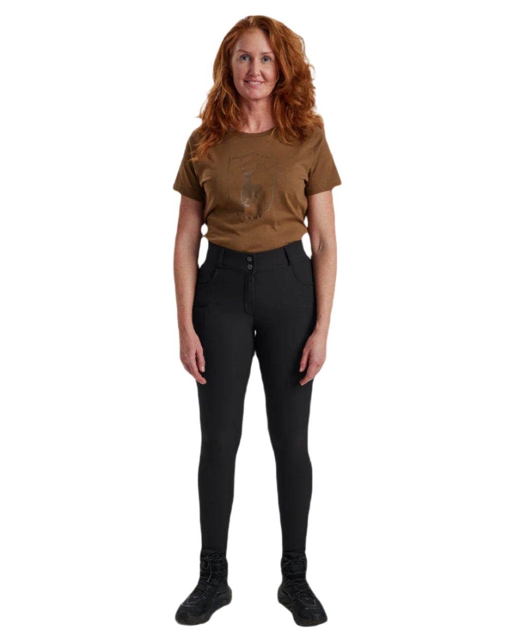 Black coloured Deerhunter Lady Hunting Tights on white background 