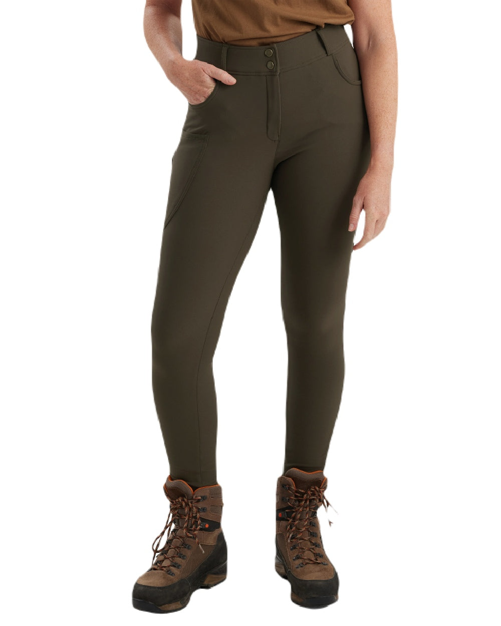 Palm Green coloured Deerhunter Lady Hunting Tights on white background 