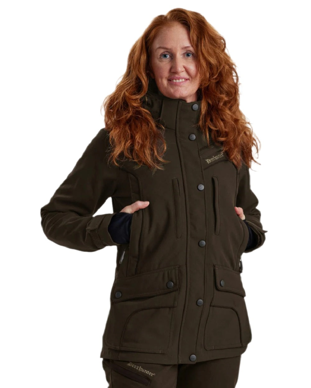 Wood Coloured Deerhunter Lady Mary Extreme Waterproof Jacket on white background 