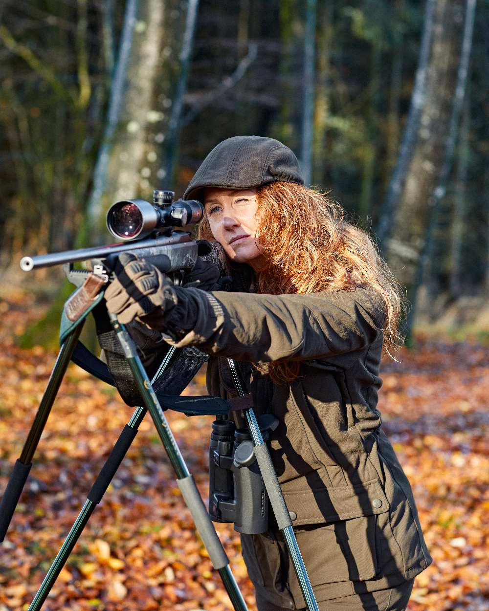 Wood Coloured Deerhunter Lady Mary Extreme Waterproof Jacket on forest background 