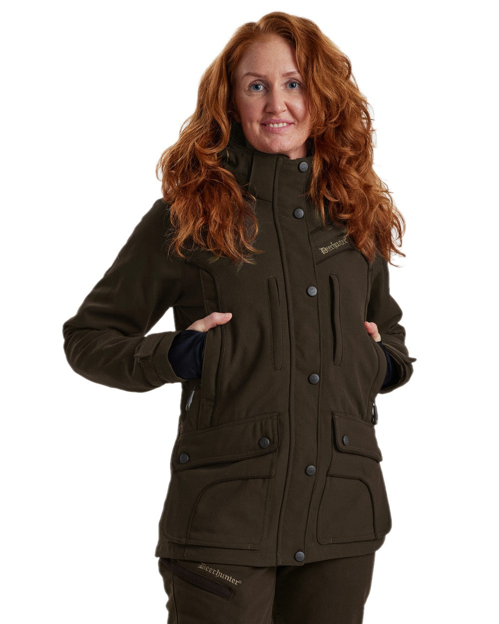 Wood Coloured Deerhunter Lady Mary Extreme Waterproof Jacket on white background 