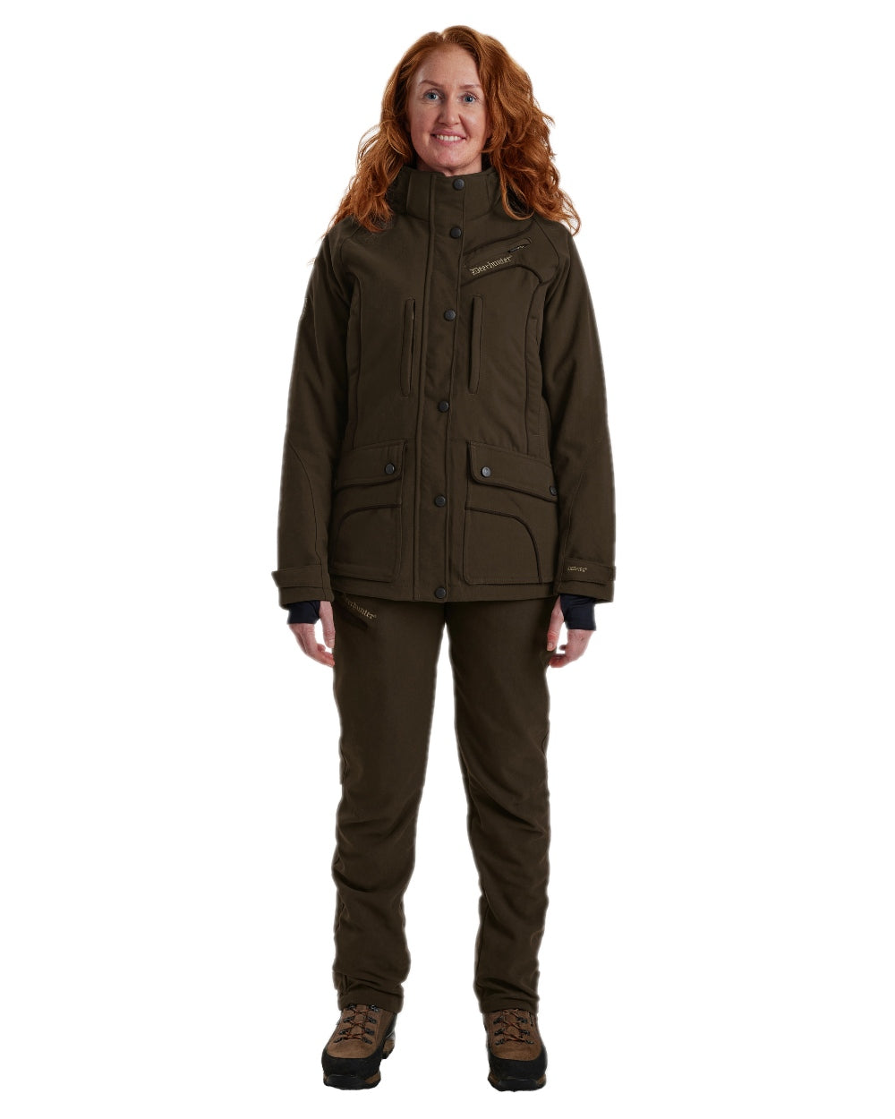 Wood Coloured Deerhunter Lady Mary Extreme Waterproof Jacket on white background 