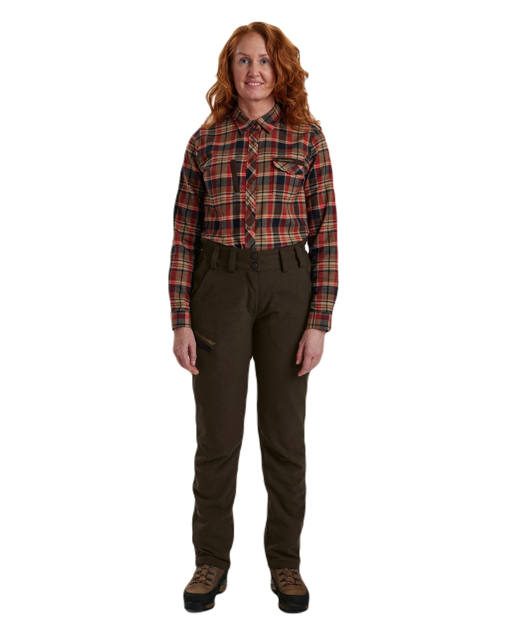 Wood coloured Deerhunter Lady Mary Extreme Waterproof Trousers on white background 