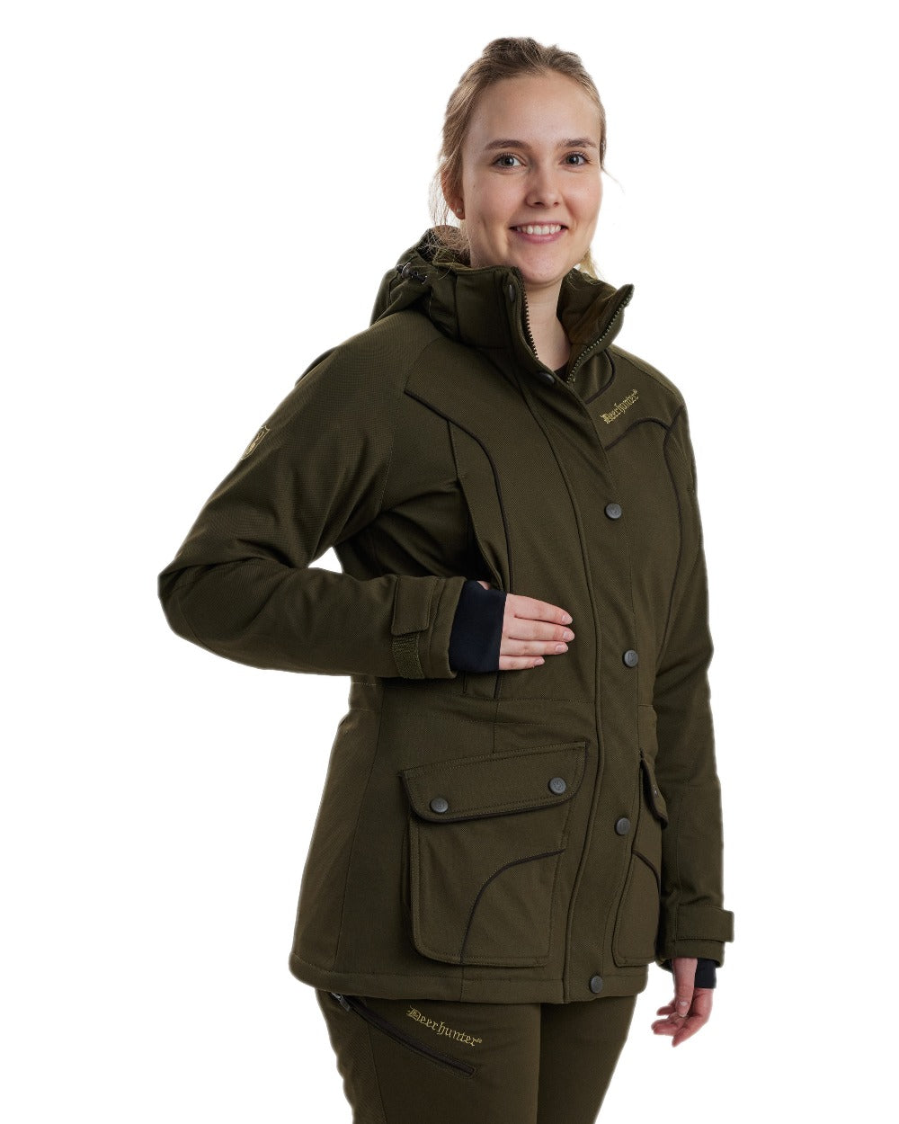 Art Green Coloured Deerhunter Lady Mary Jacket on white background 