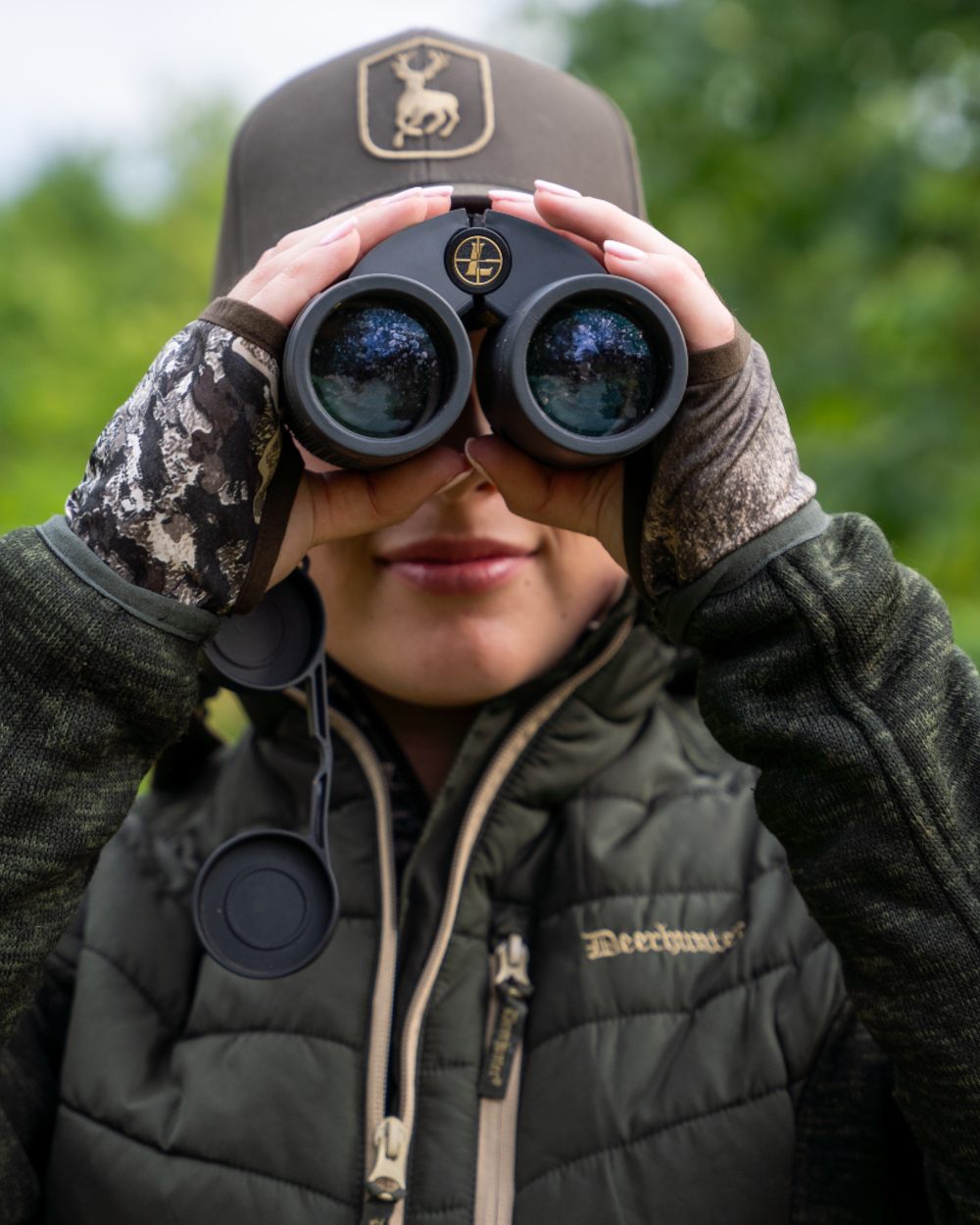 Forest Ember coloured Deerhunter Lady Moor Padded Jacket on forest background 