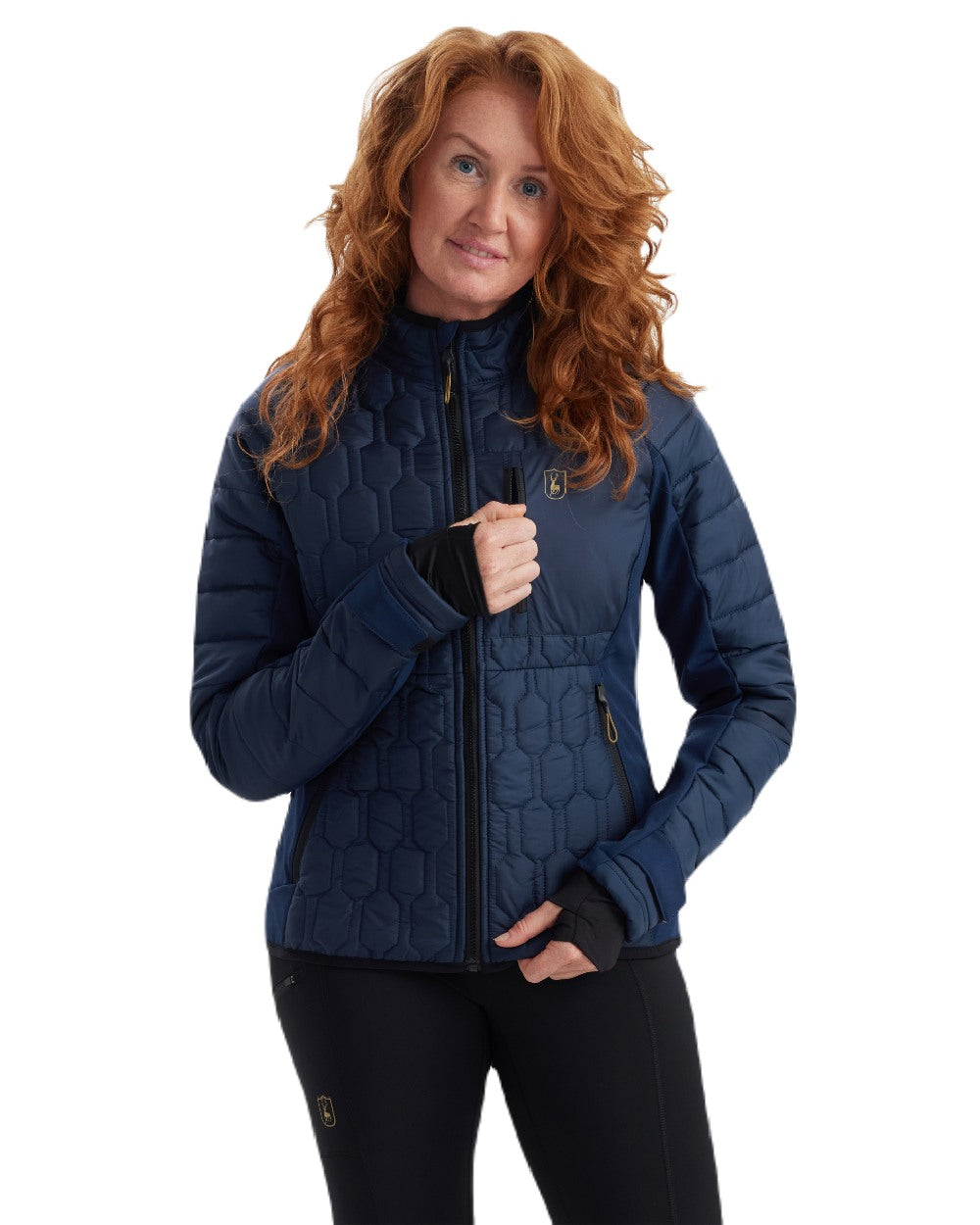 Dress Blue coloured Deerhunter Lady Mossdale Quilted Jacket on white background 