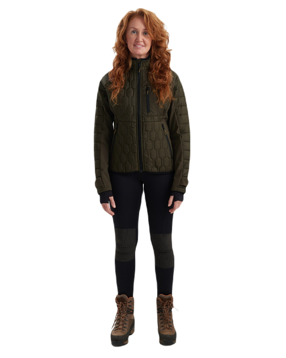 Forest Green coloured Deerhunter Lady Mossdale Quilted Jacket on white background 