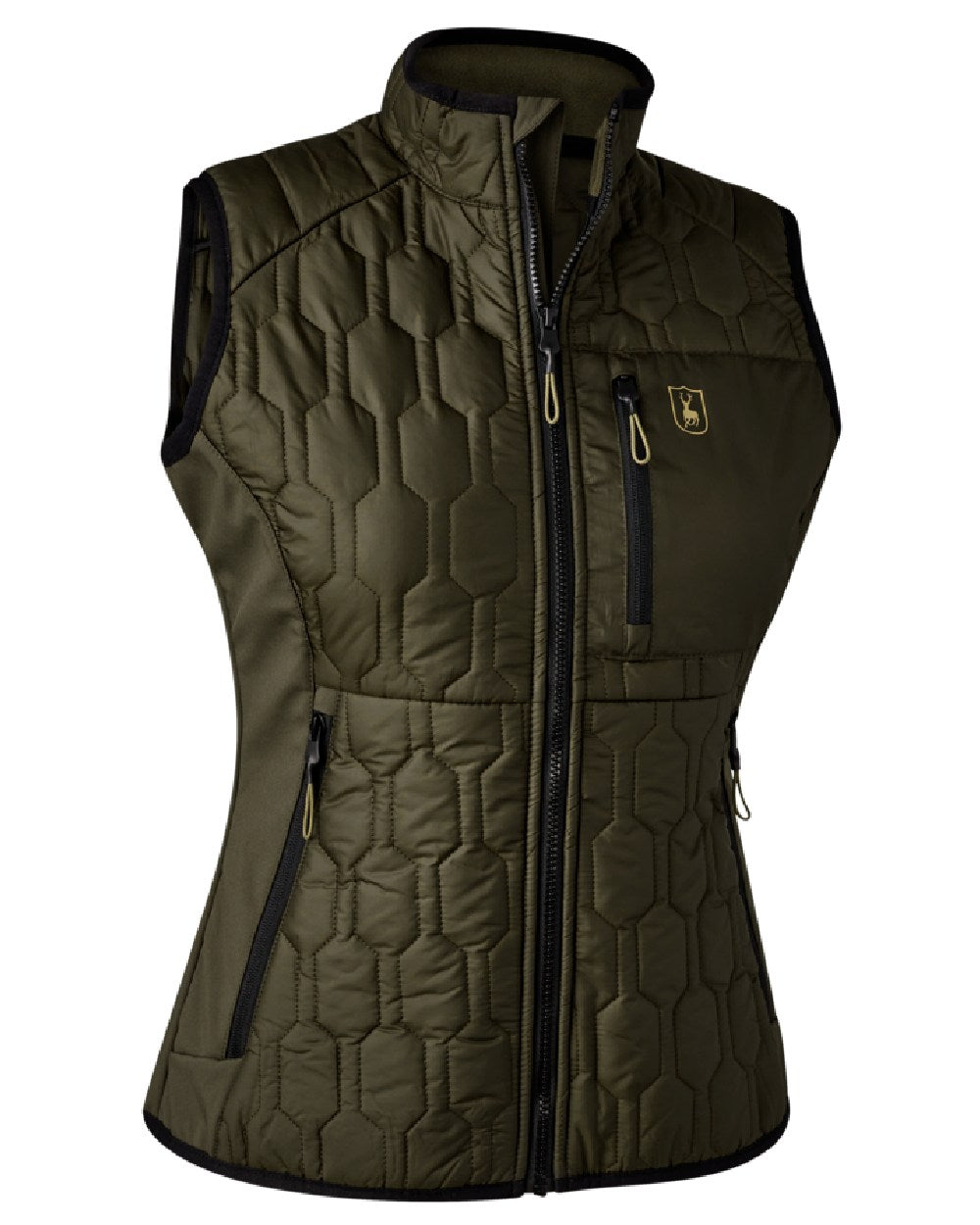 Forest Green coloured Deerhunter Lady Mossdale Quilted Waistcoat on white background 