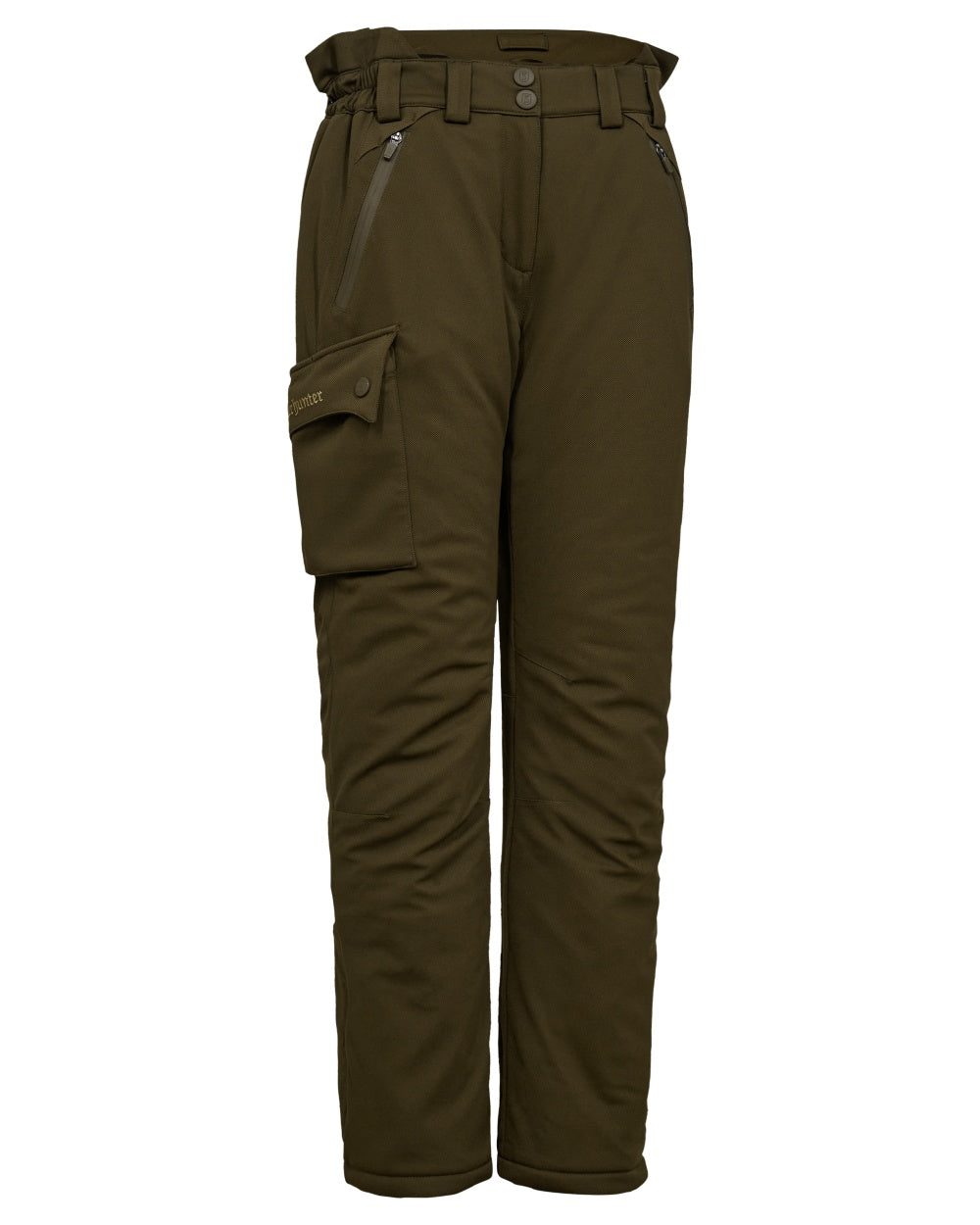 Art Green coloured Deerhunter Lady Muflon Pro Winter Trousers n white background 