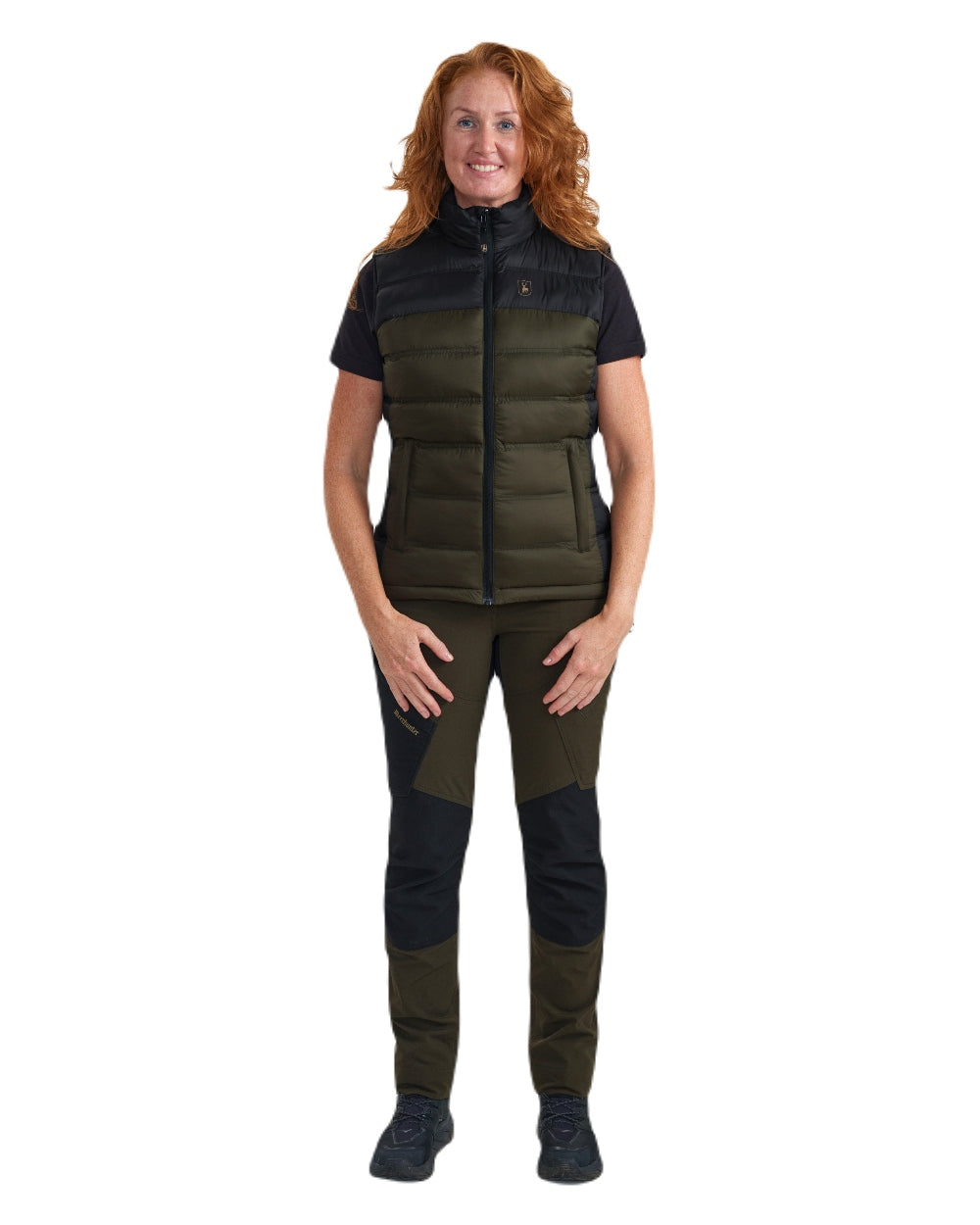 Rifle Green coloured Deerhunter Lady Northward Padded Waistcoat on white background 
