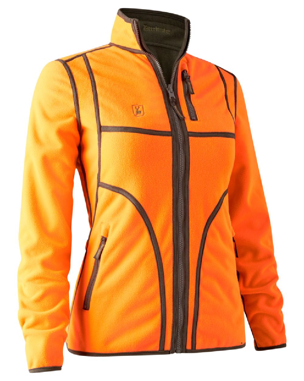 Green Orange coloured Deerhunter Lady Pam Reversible Bonded Fleece Jacket on white background 