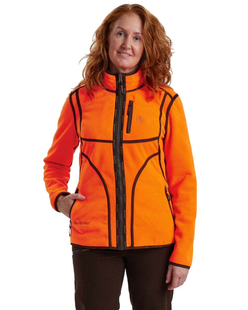Green Orange coloured Deerhunter Lady Pam Reversible Bonded Fleece Jacket on white background 