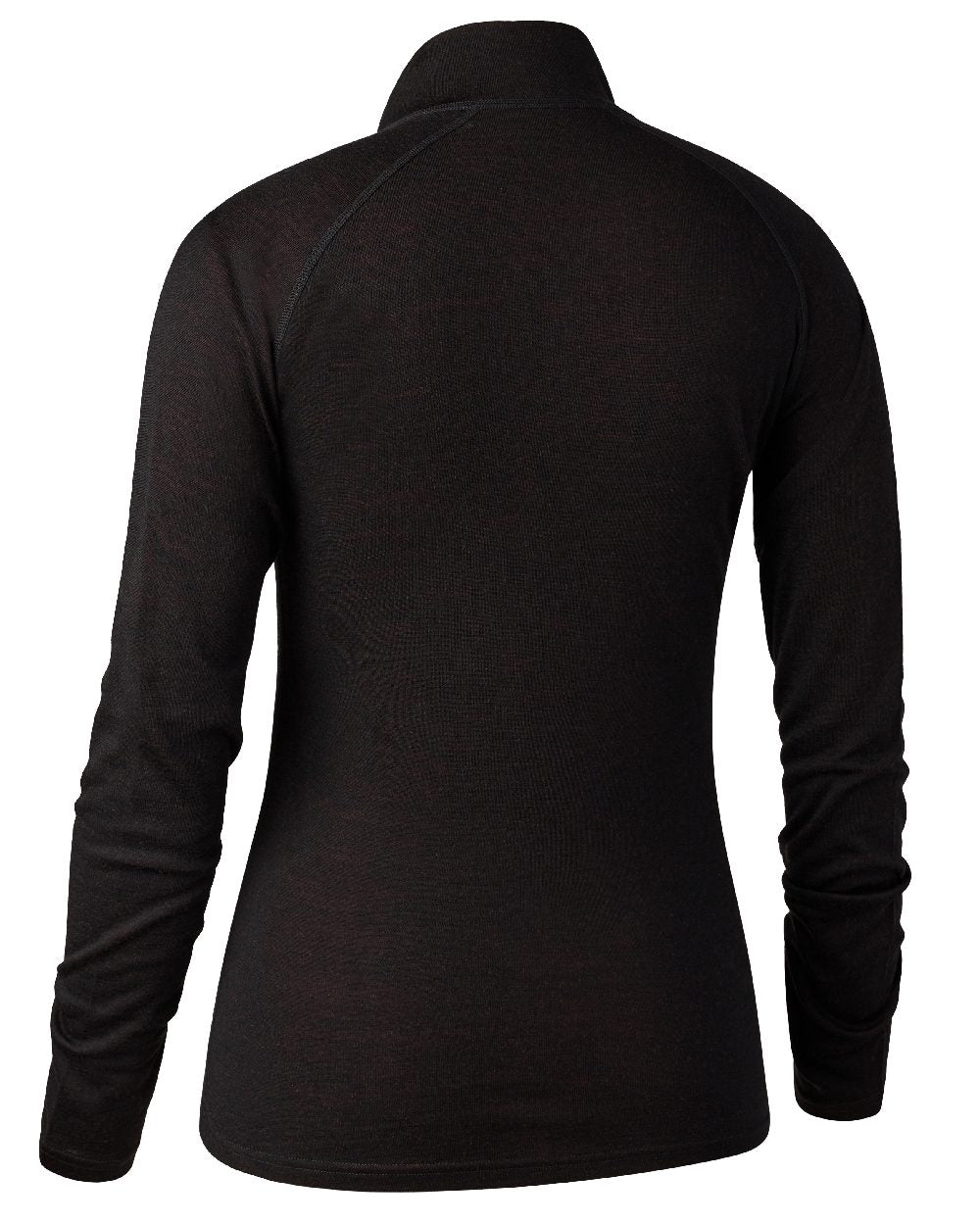Black Oak coloured Deerhunter Lady Quinn Merino Half Zip Undershirt on white background 