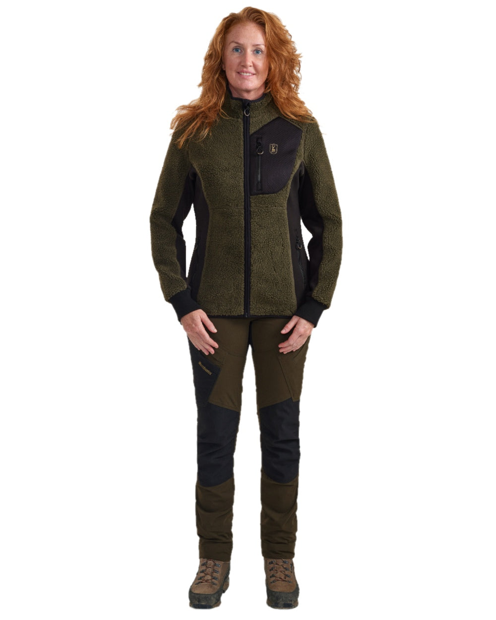 Adventure Green Coloured Deerhunter Lady Roja Fiber Pile Jacket On A White Background 