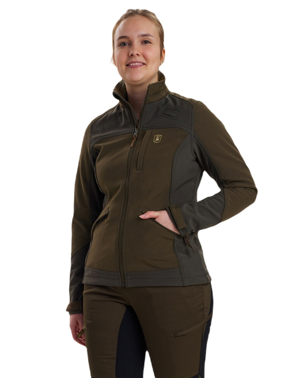 Fallen Leaf coloured Deerhunter Lady Roja Softshell Jacket on white background 