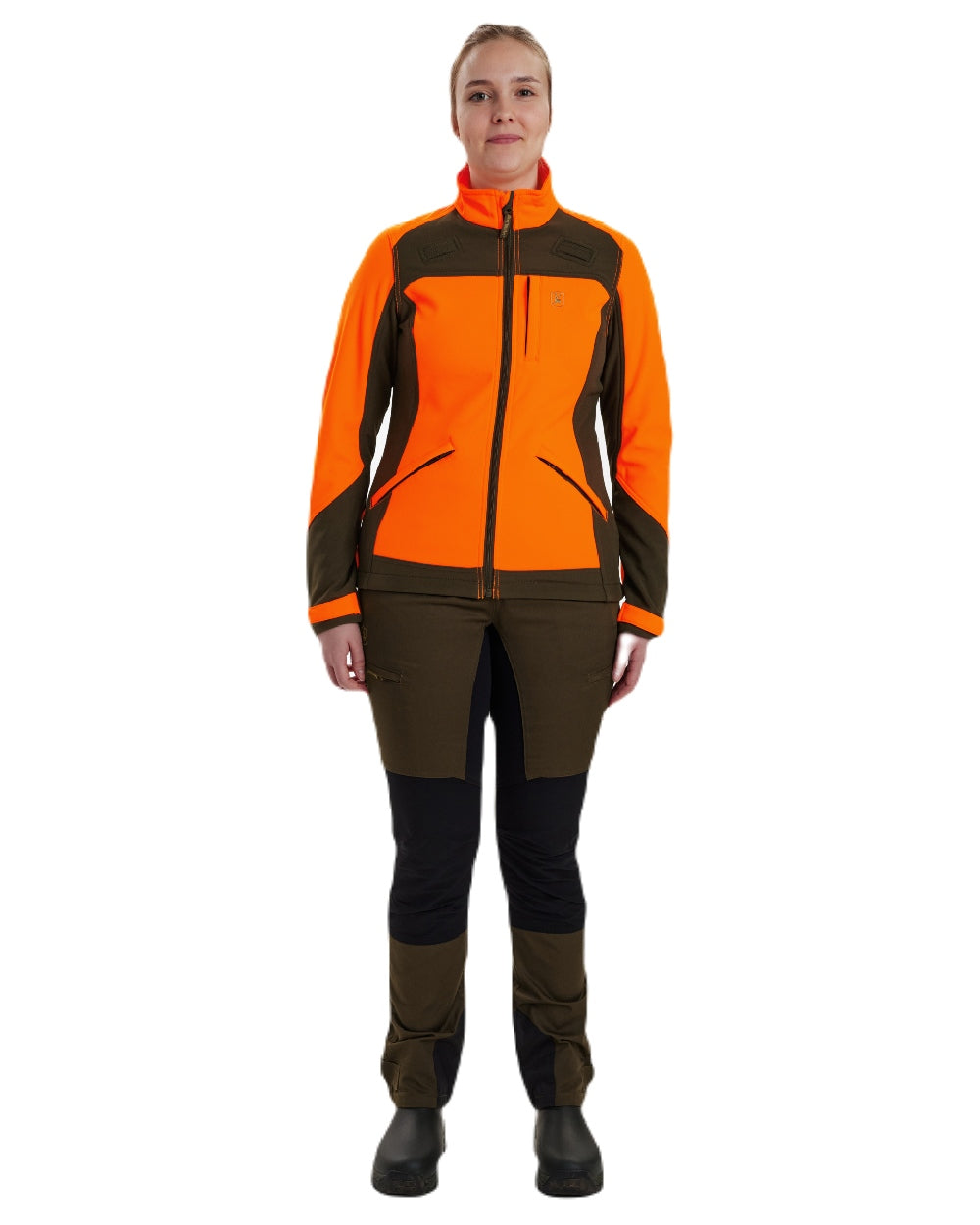 Orange coloured Deerhunter Lady Roja Softshell Jacket on white background 