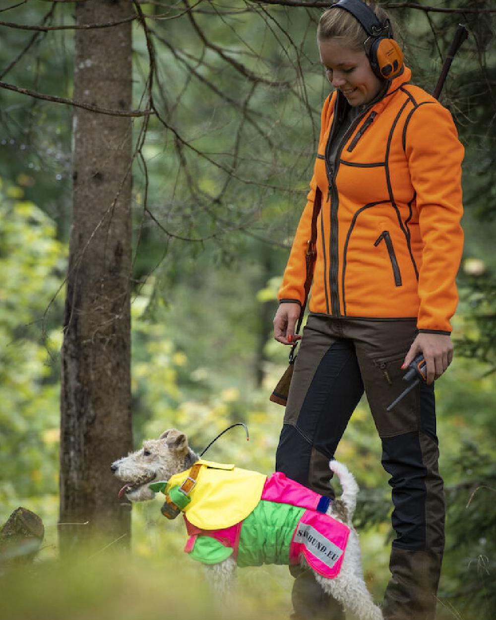 Fallen Leaf coloured Deerhunter Lady Roja Trousers on forest background 