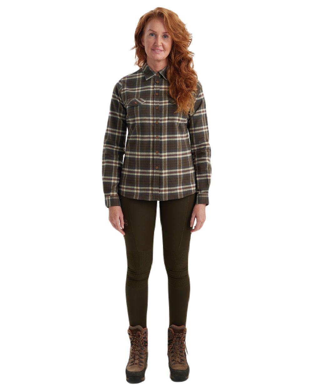 Yellow Check coloured Deerhunter Lady Ruby Shirt on white background 