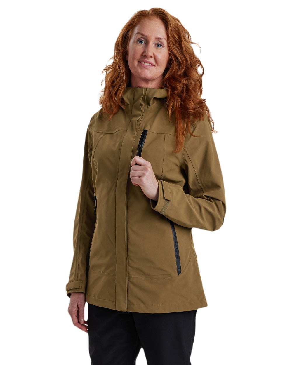 Butternut coloured Deerhunter Lady Sarek Shell Jacket with Hood on white background 