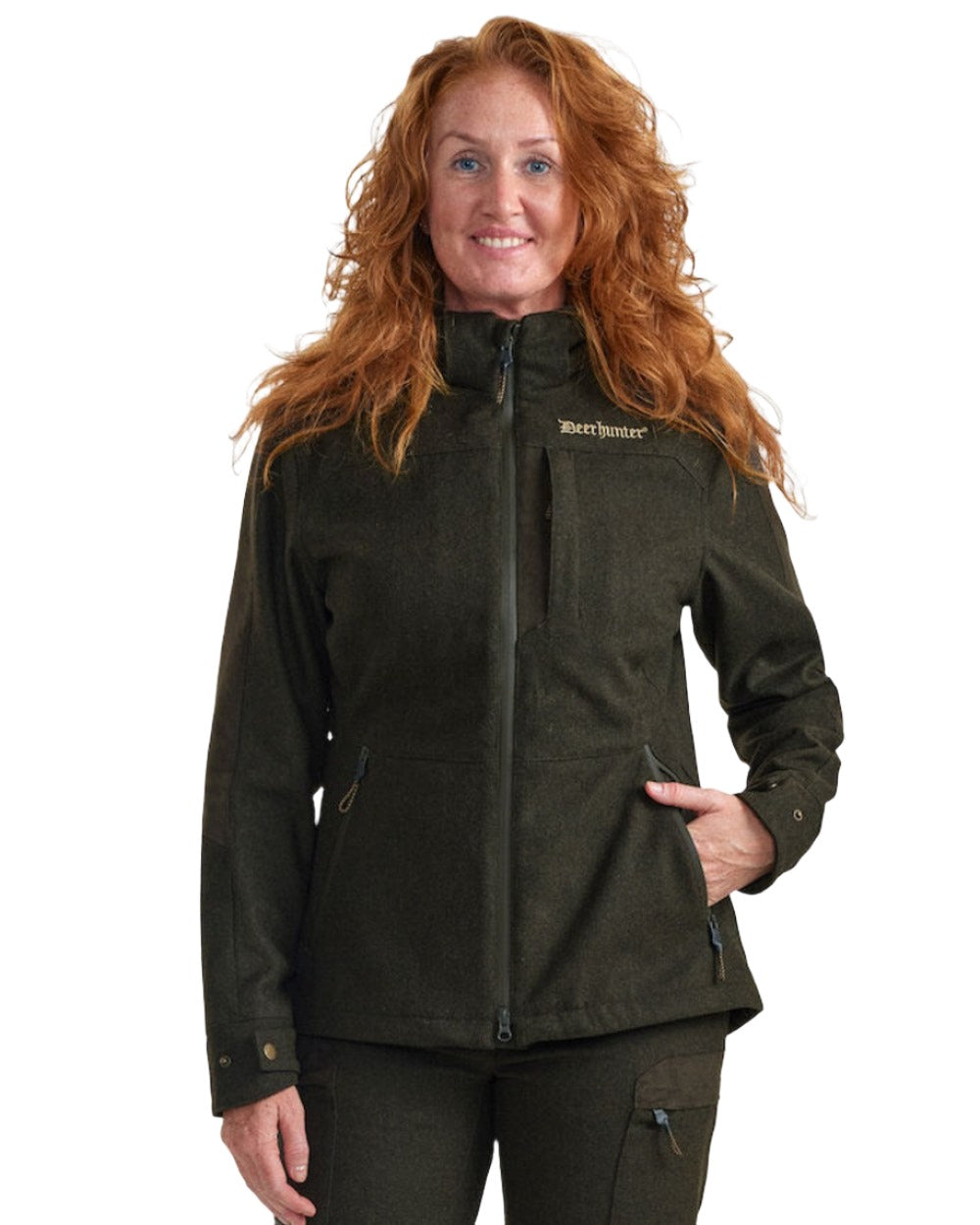 Loden Wood coloured Deerhunter Lady Tatra Active Jacket on white background 