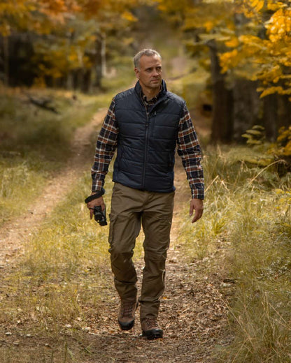 Blue check coloured Deerhunter Landon Shirt on forest background 