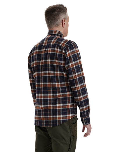 Blue check coloured Deerhunter Landon Shirt on white background 