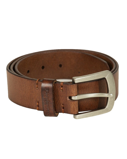 Cognac Brown coloured Deerhunter Leather Belt on tree background 