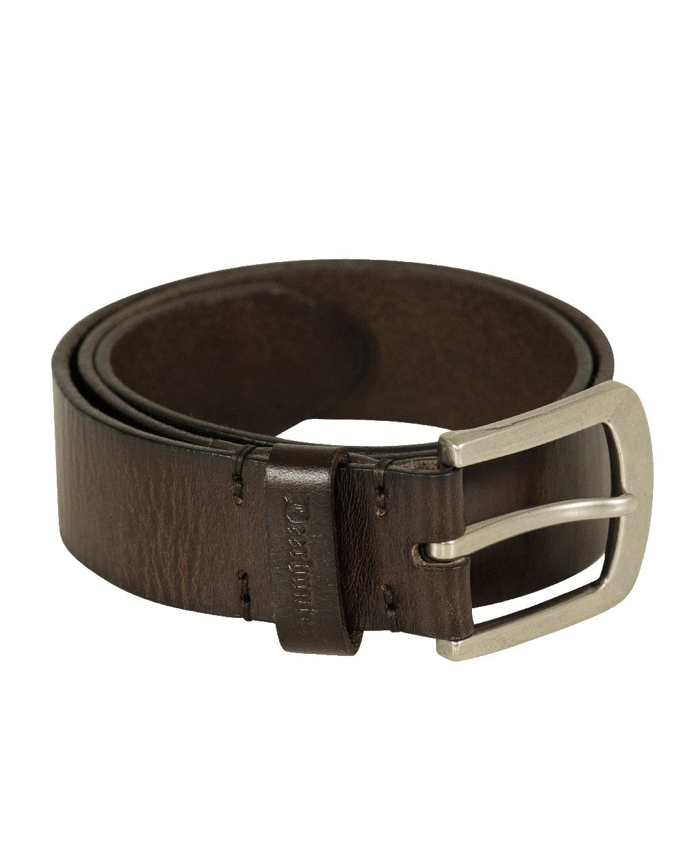 Dark Brown coloured Deerhunter Leather Belt on white background 