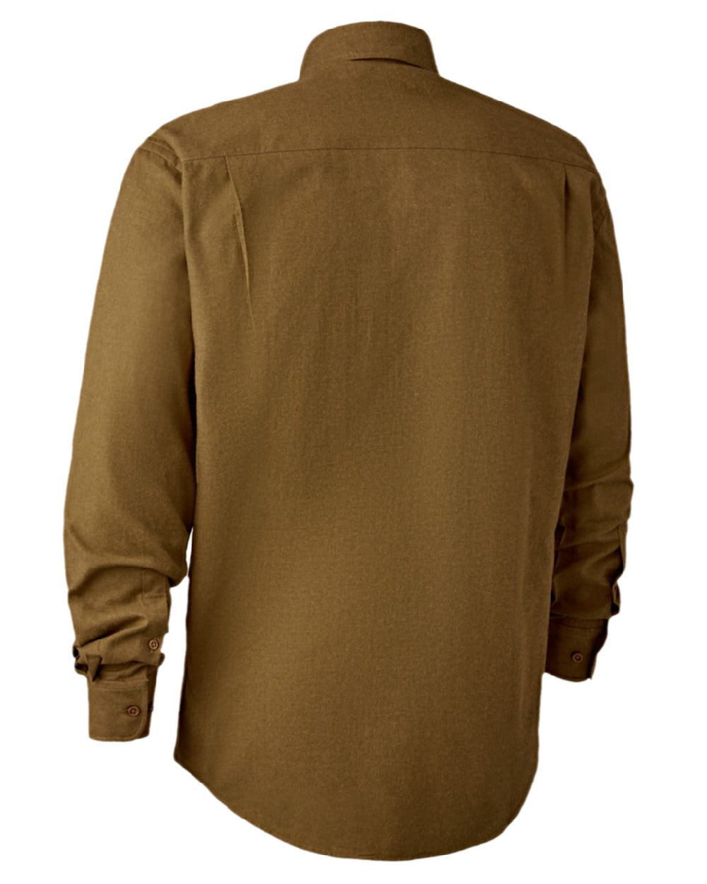 Ocher Brown coloured Deerhunter Liam Cotton Shirt on white background 
