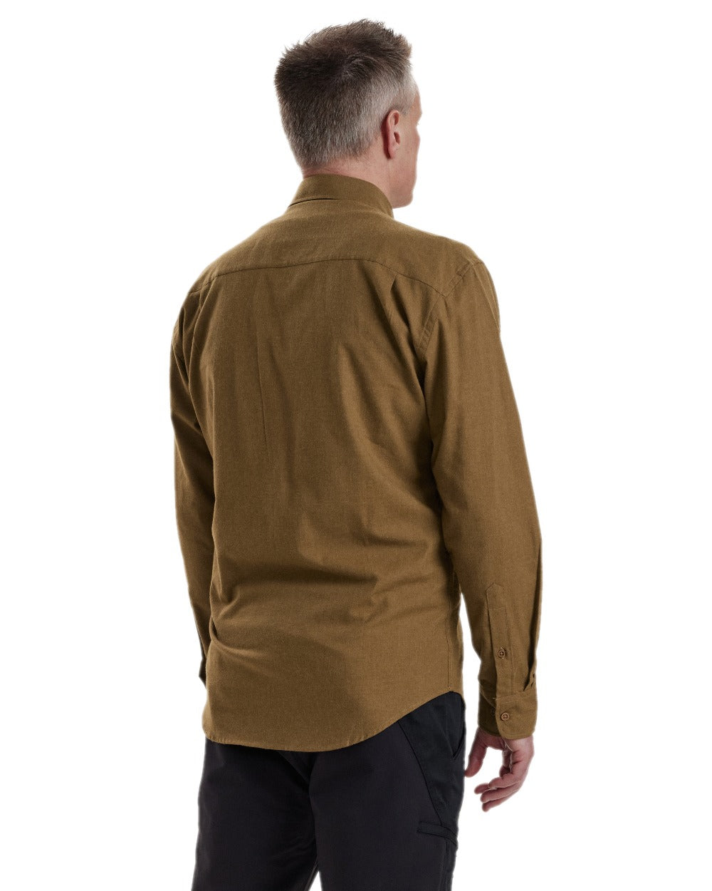 Ocher Brown coloured Deerhunter Liam Cotton Shirt on white background 