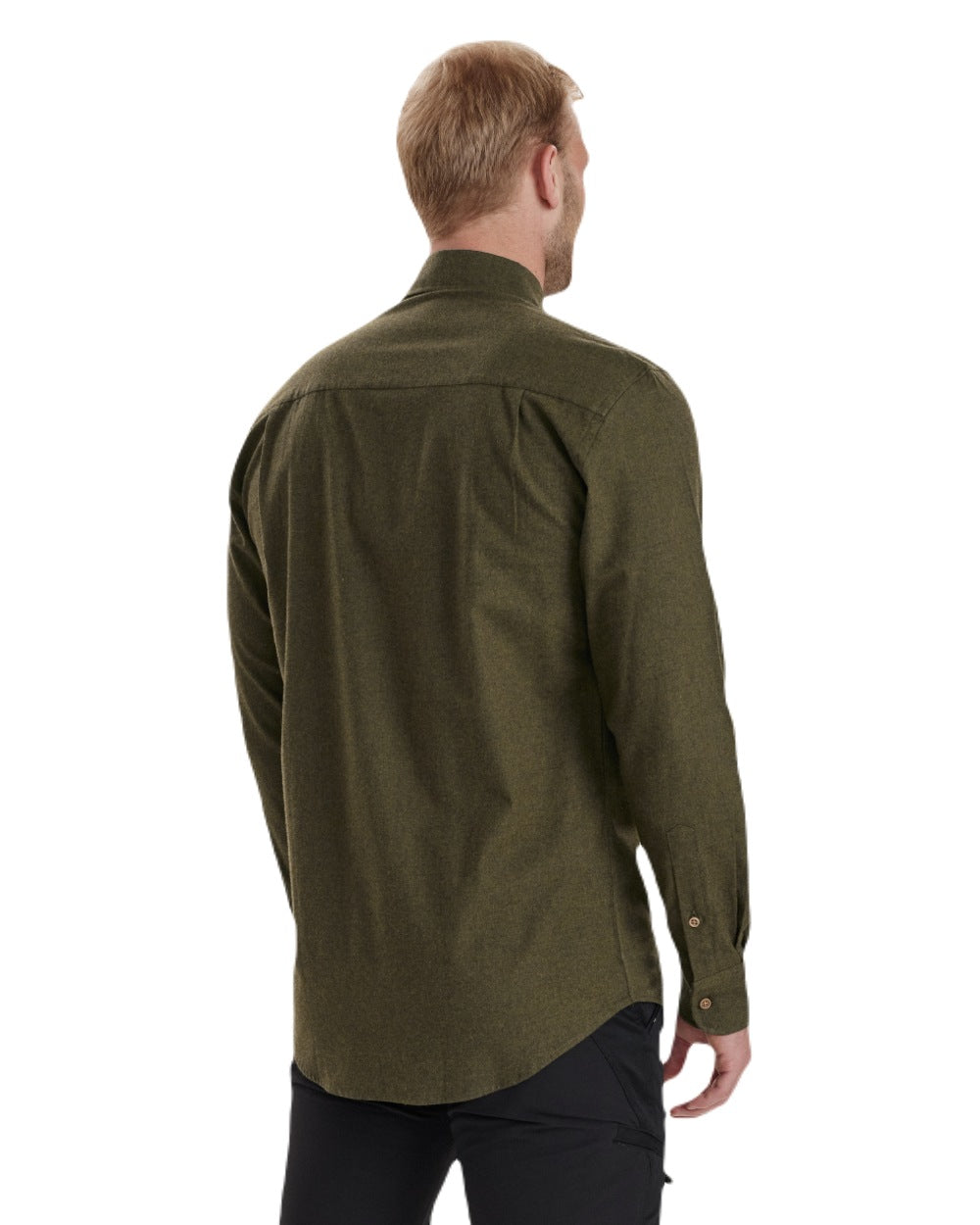 Tarmac Green coloured Deerhunter Liam Cotton Shirt on white background 