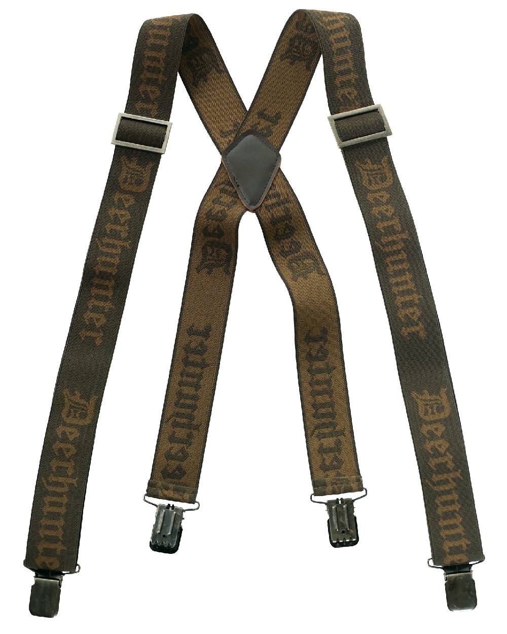 Art Green coloured Deerhunter Logo Braces with Clips on white background 