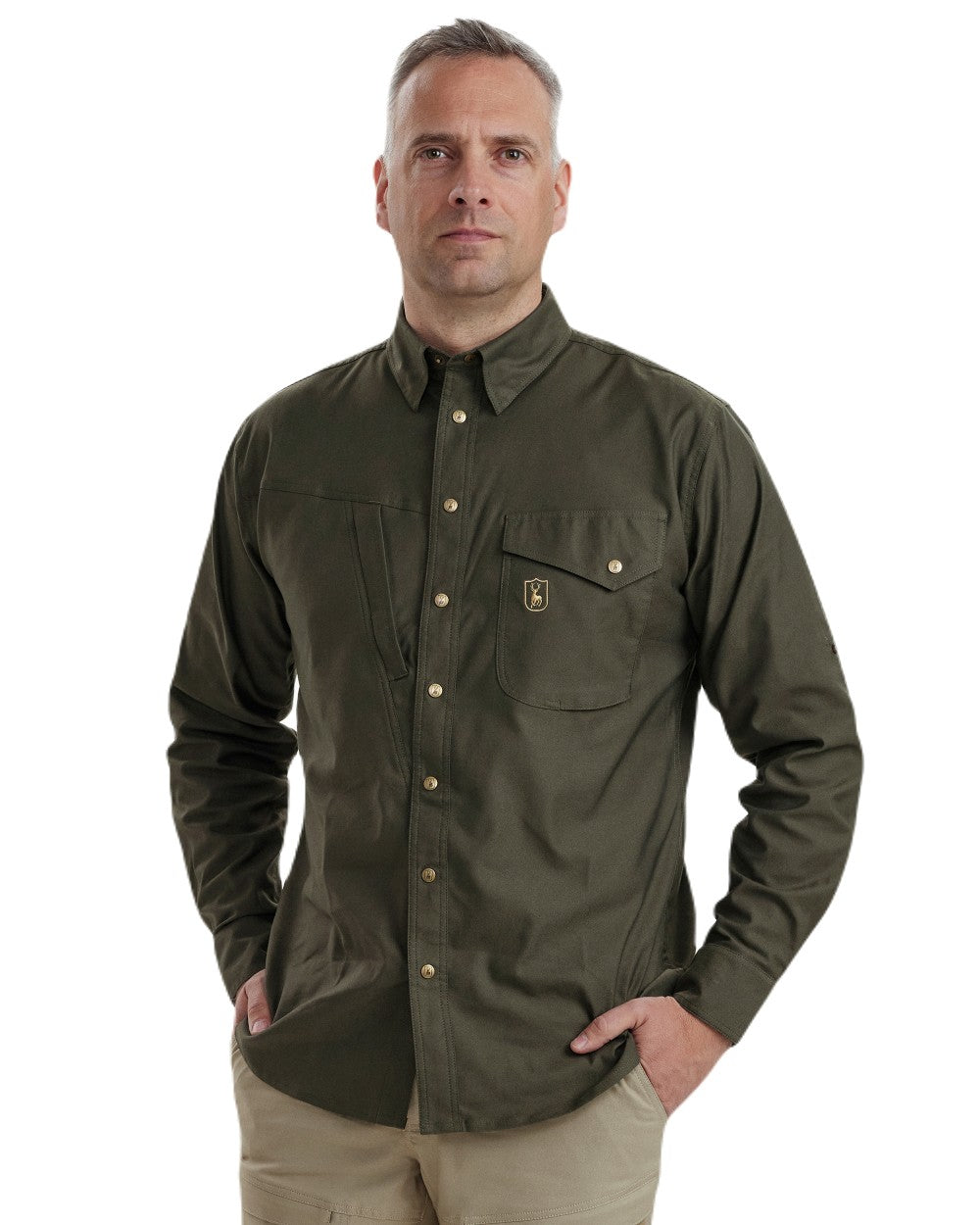 Forest Green coloured Deerhunter Matobo Shirt on white background 