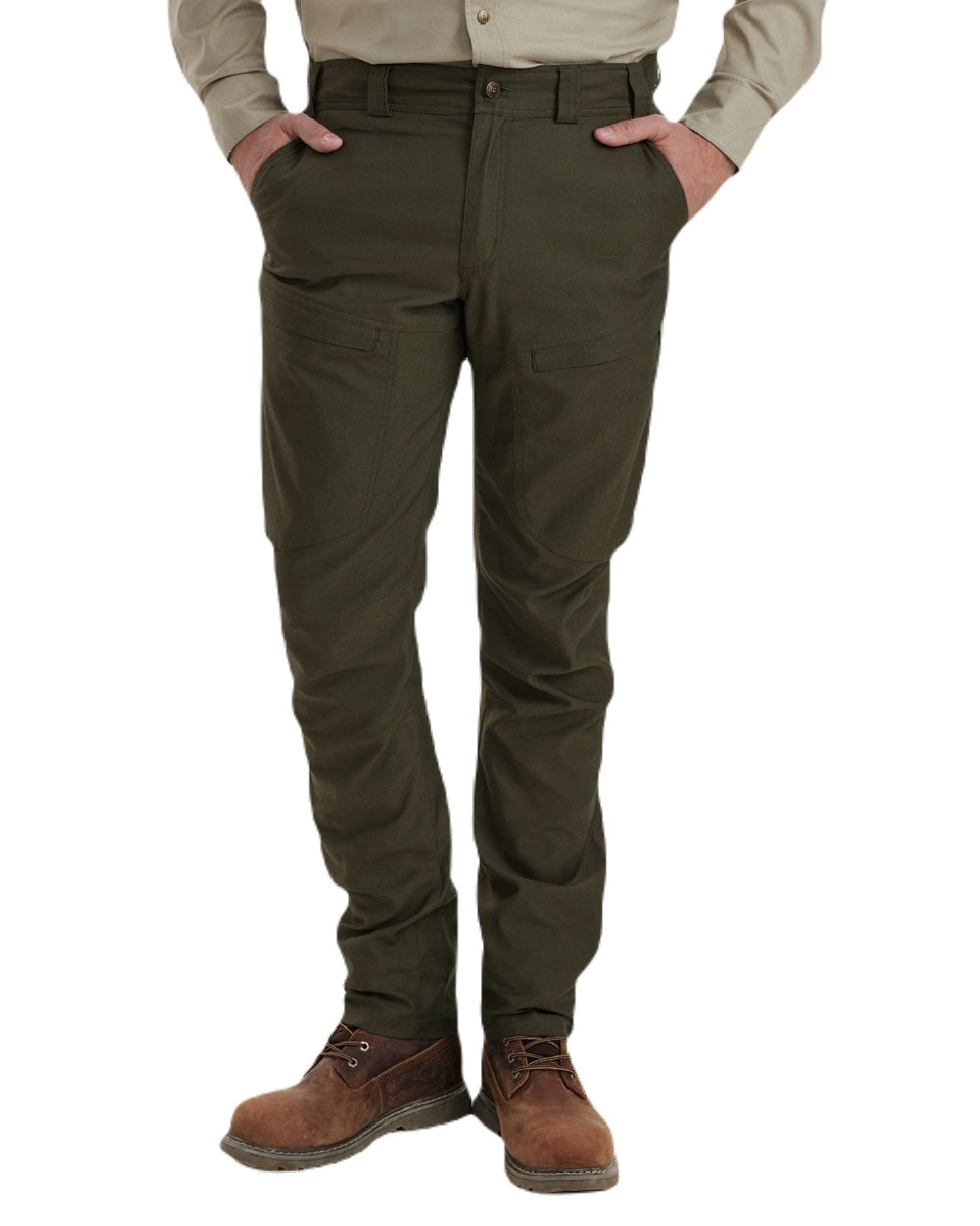 Forest coloured Deerhunter Matobo Trousers on white background 