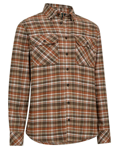 Orange Check coloured Deerhunter Mens Andrew Shirt on white background 