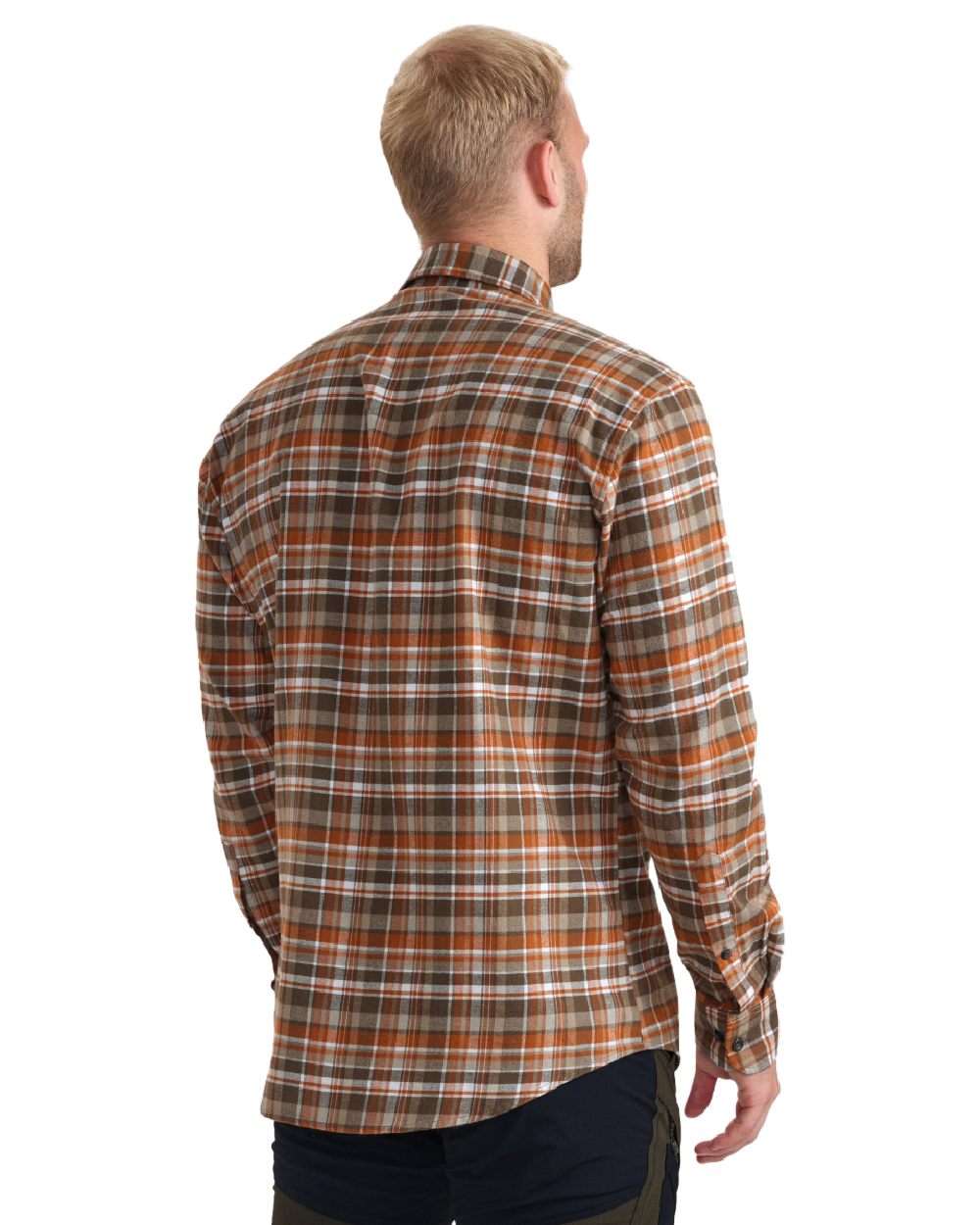 Orange Check coloured Deerhunter Mens Andrew Shirt on white background 