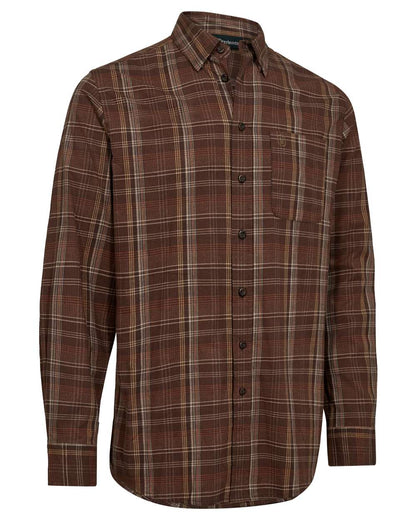 Brown Check coloured Deerhunter Mens Ashton Shirt on white background 