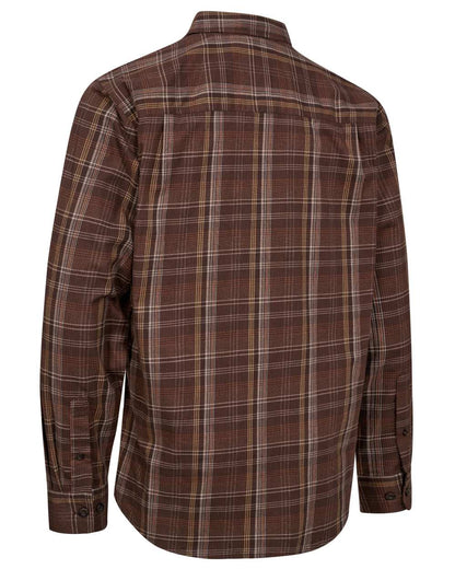 Brown Check coloured Deerhunter Mens Ashton Shirt on white background 