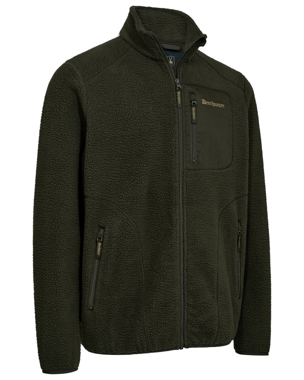 Forest Green coloured Deerhunter Mens Atlas Fleece Jacket on white background 
