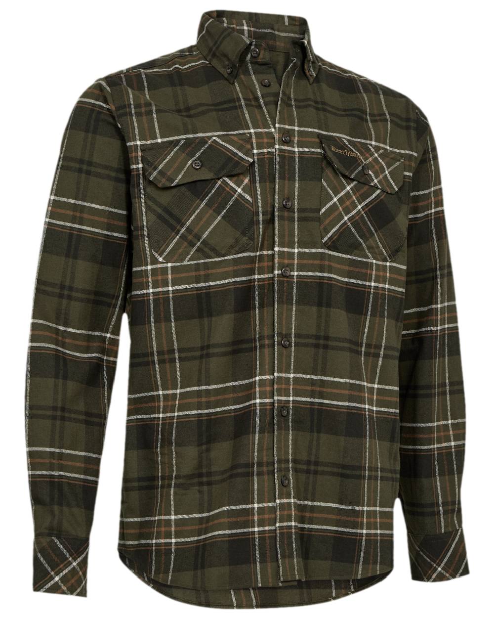 Green Check Coloured Deerhunter Mens Caleb Shirt on white background 