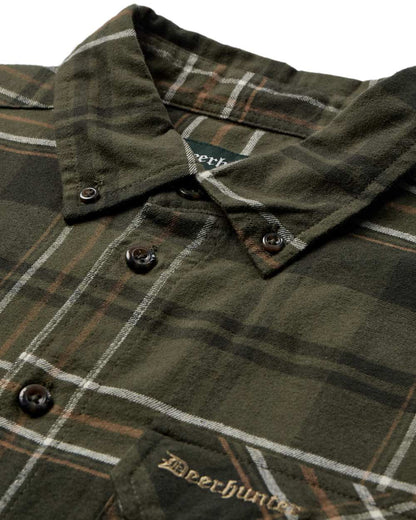 Green Check Coloured Deerhunter Mens Caleb Shirt on white background 