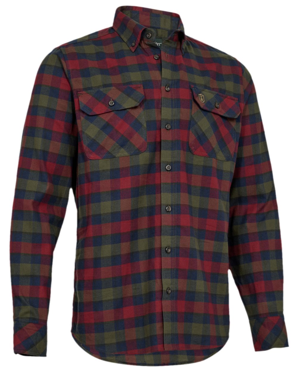 Red Check Coloured Deerhunter Mens Cooper Shirt on white background 